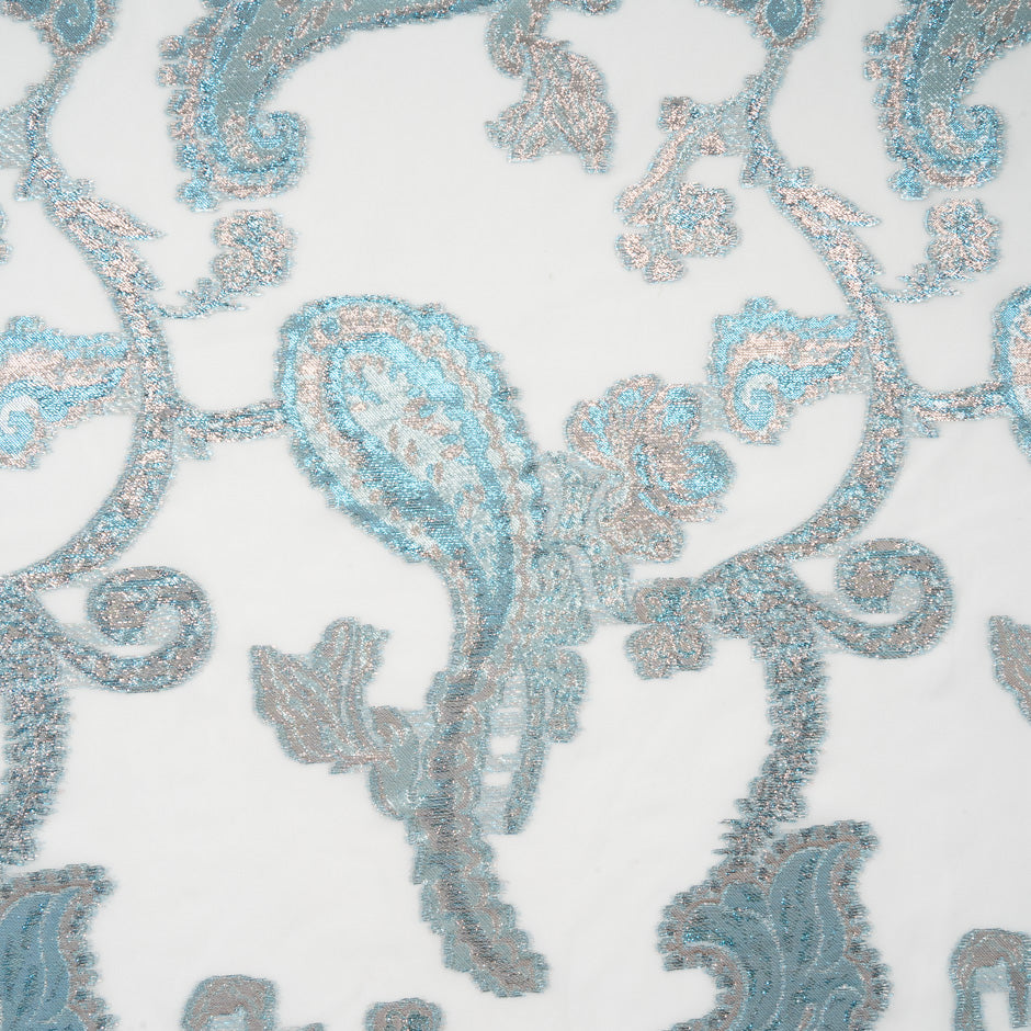 Paisley Metallic Jacquard Lamé Ivory Silk Chiffon