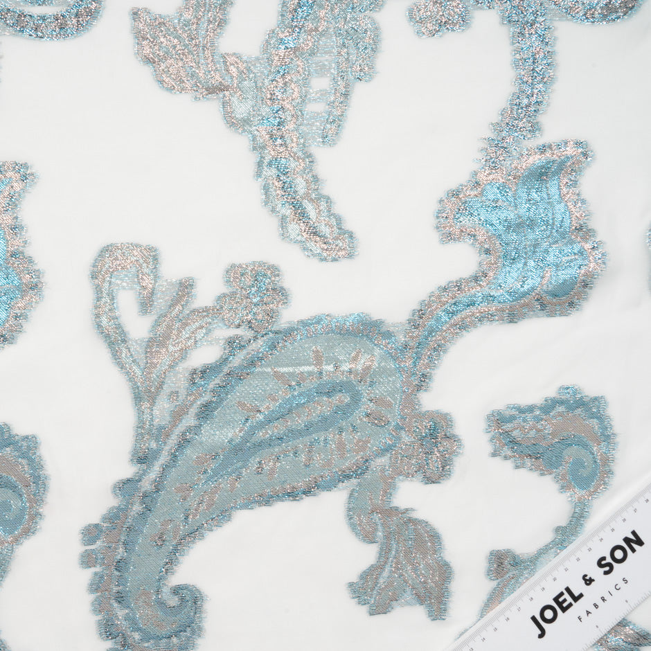 Paisley Metallic Jacquard Lamé Ivory Silk Chiffon