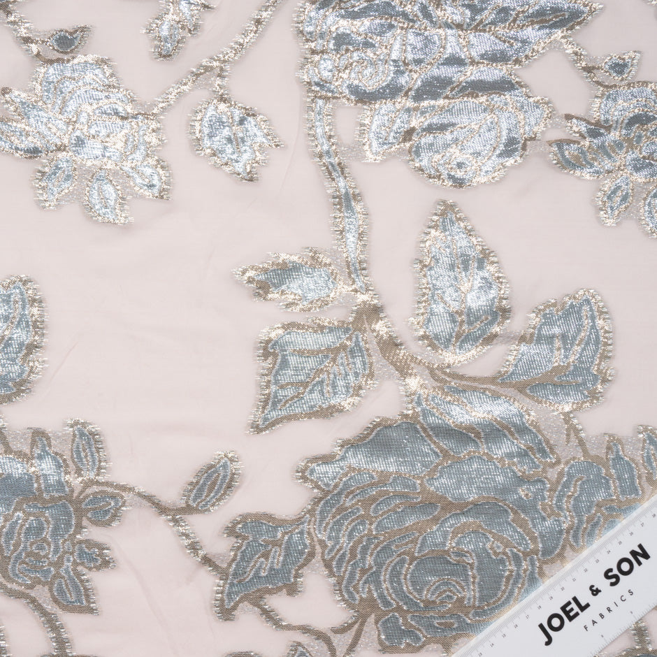 Rose Metallic Jacquard Lamé Silk Chiffon