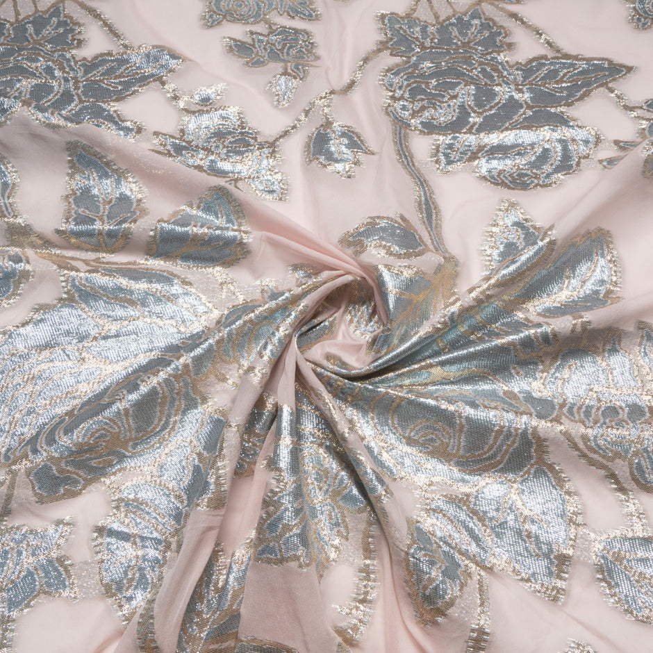 Rose Metallic Jacquard Lamé Silk Chiffon