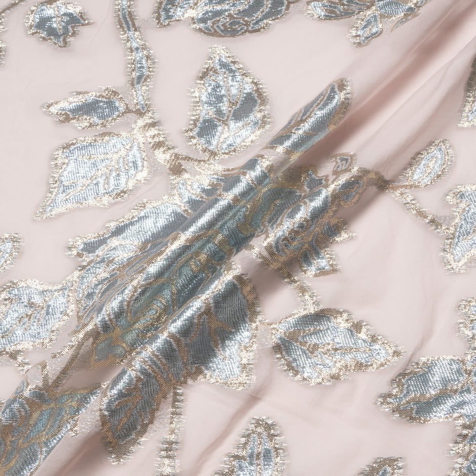 Rose Metallic Jacquard Lamé Silk Chiffon