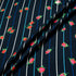 Pink Floral Printed Blue Striped Merino Wool