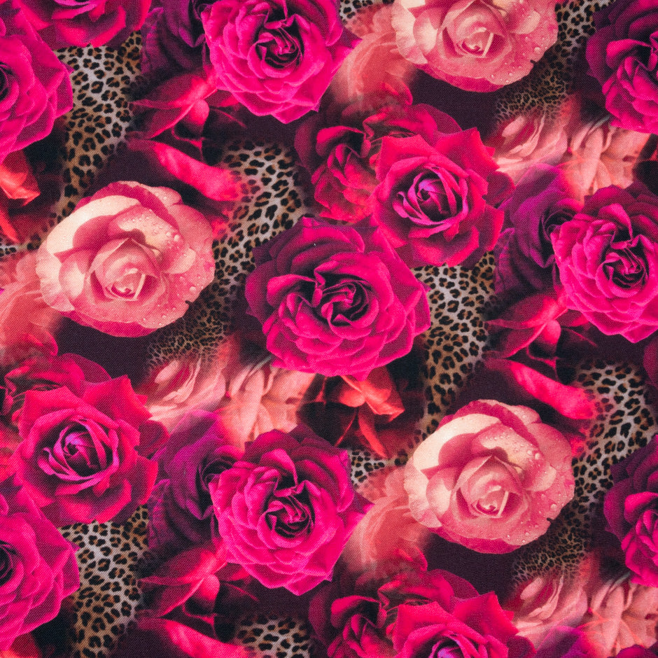 Pink Floral & Animal Printed Merino Wool
