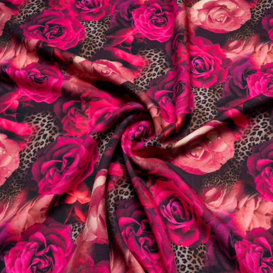 Pink Floral & Animal Printed Merino Wool