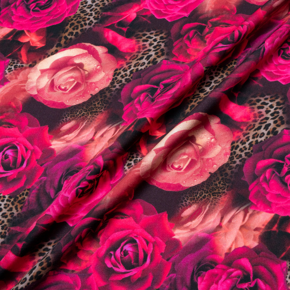 Pink Floral & Animal Printed Merino Wool