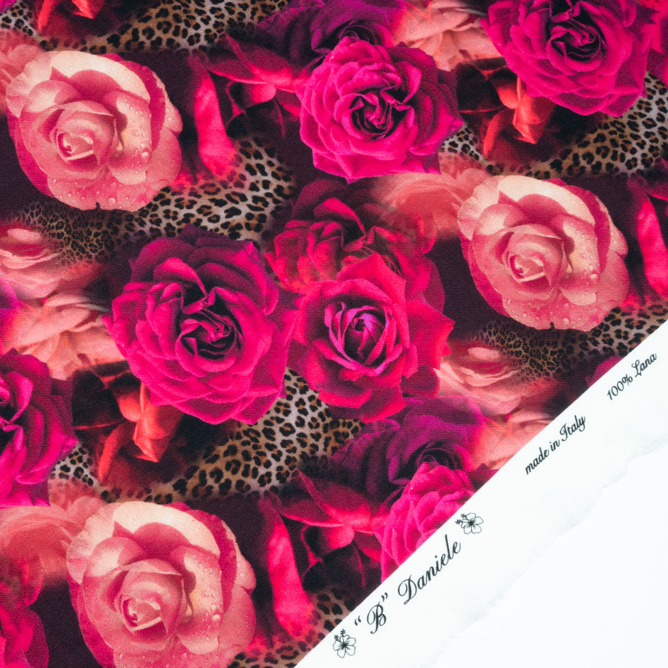 Pink Floral & Animal Printed Merino Wool