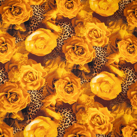 Deep Yellow Floral & Animal Printed Merino Wool
