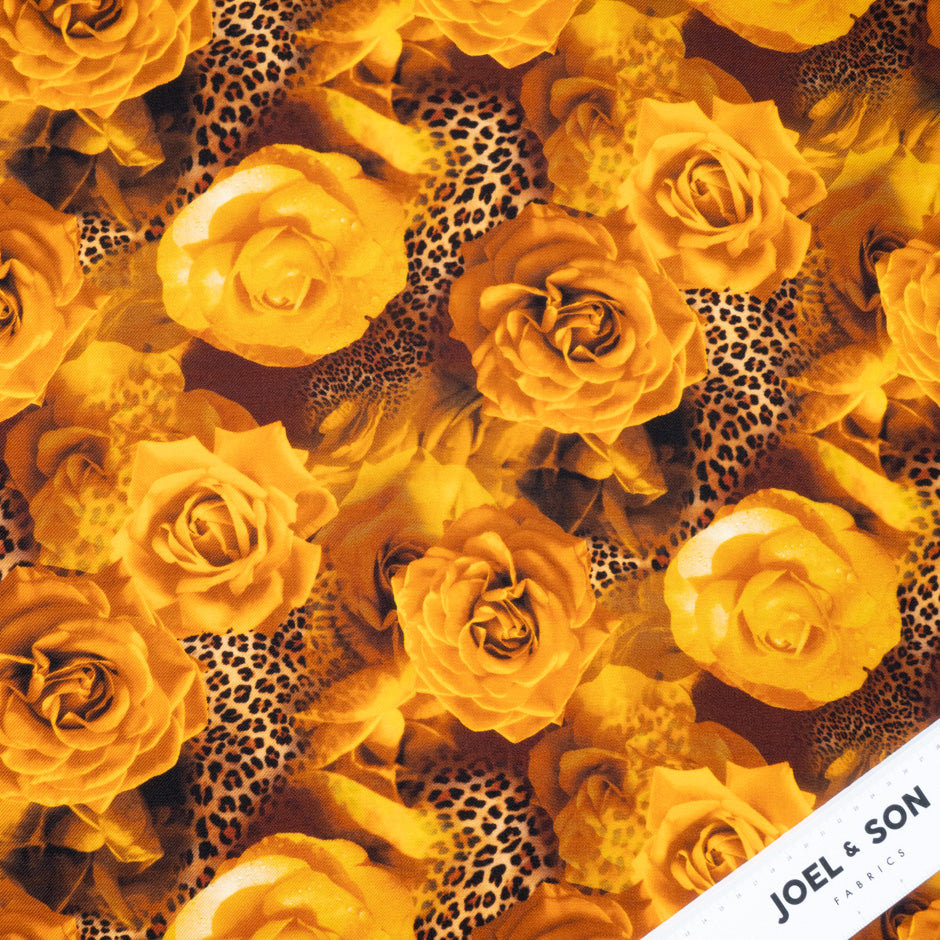 Deep Yellow Floral & Animal Printed Merino Wool