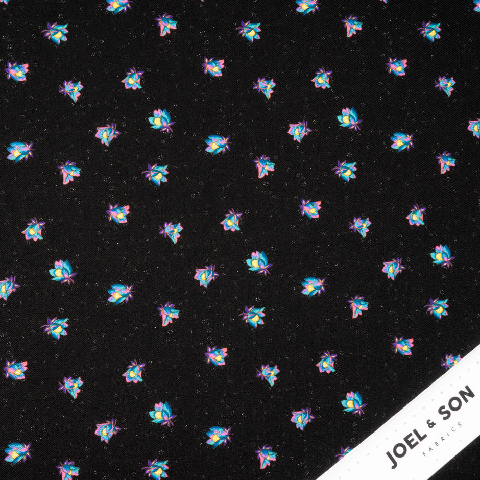 Floral Printed Midnight Blue Merino Wool