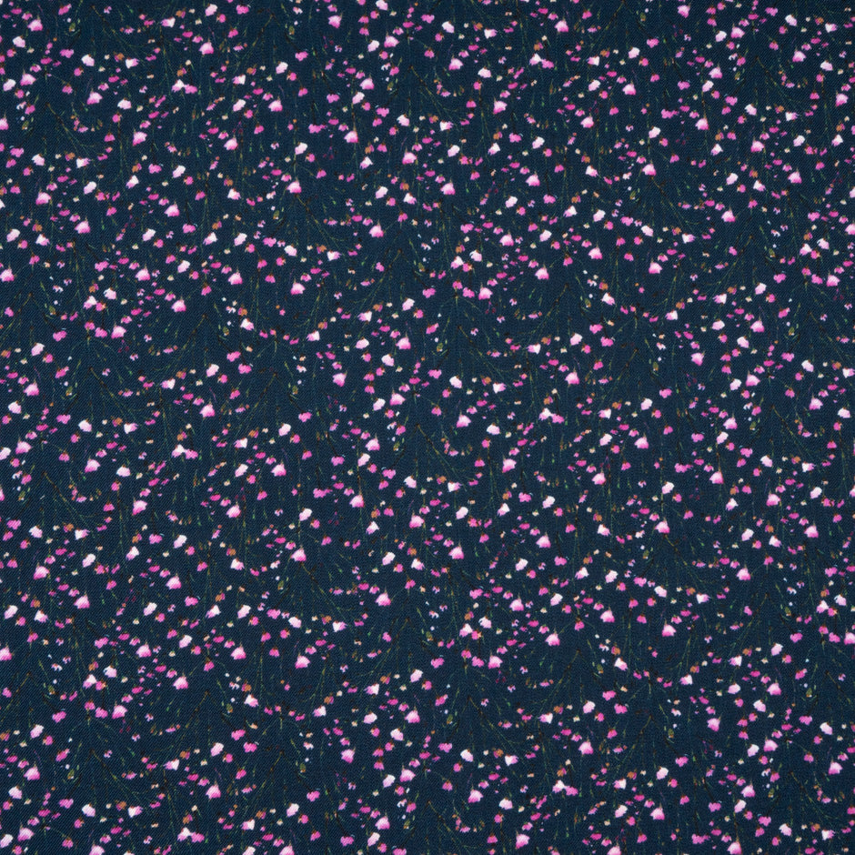 Petite Purple Floral Printed Blue Merino Wool