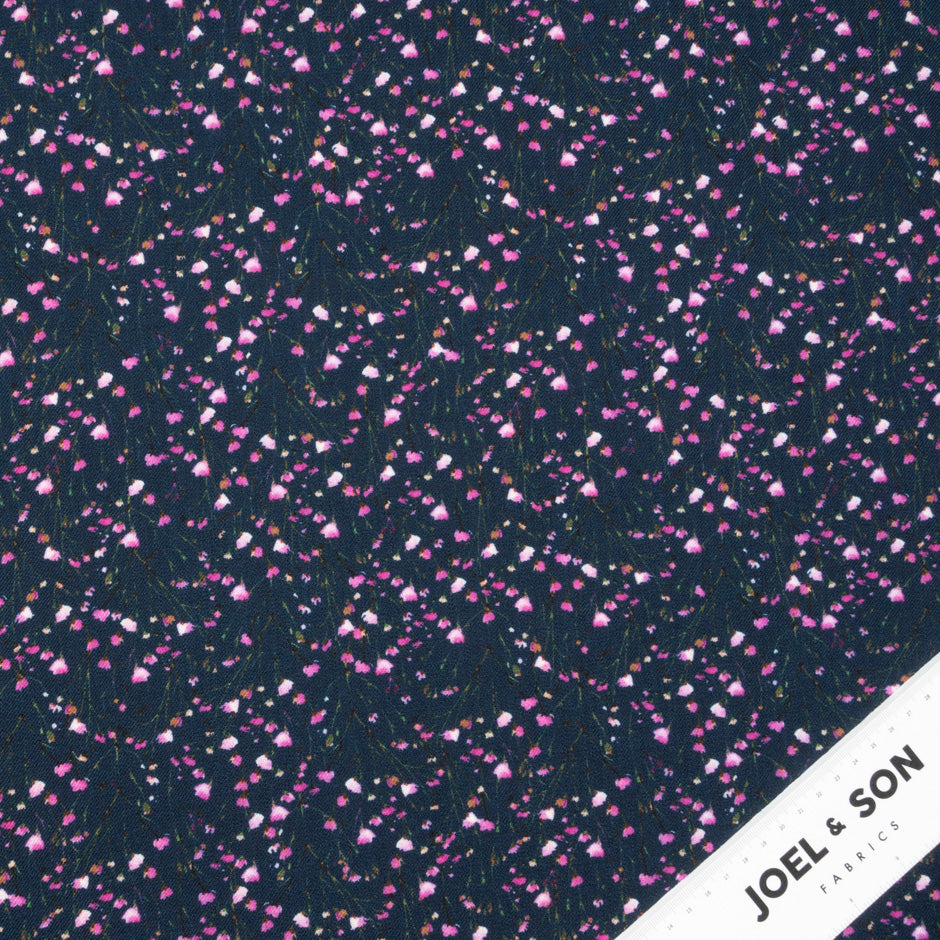 Petite Purple Floral Printed Blue Merino Wool