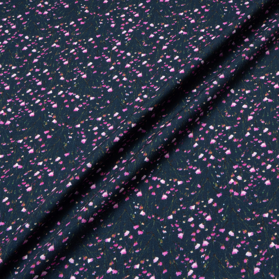 Petite Purple Floral Printed Blue Merino Wool