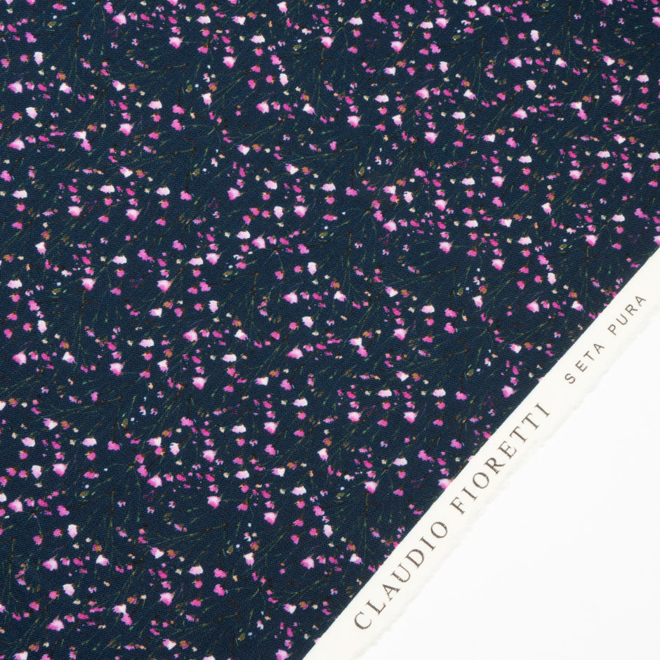 Petite Purple Floral Printed Blue Merino Wool