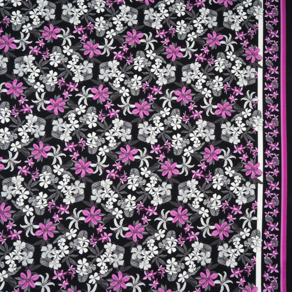 Pink Printed Black Merino Wool