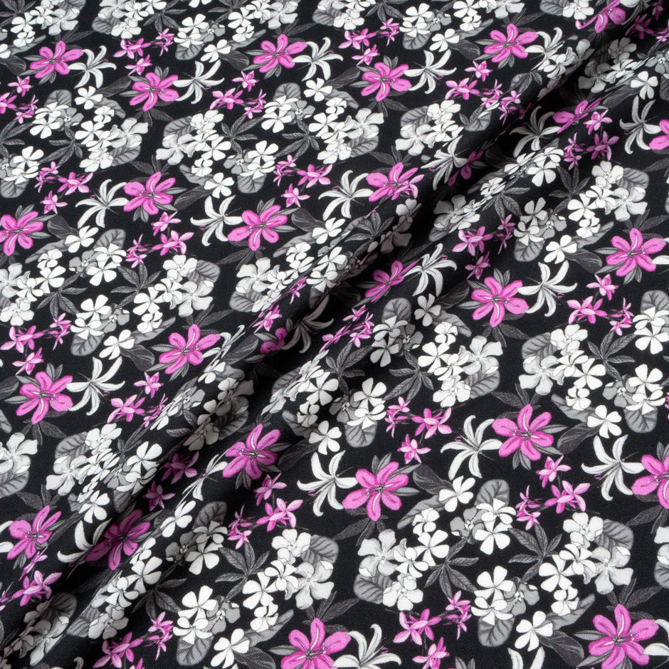 Pink Printed Black Merino Wool