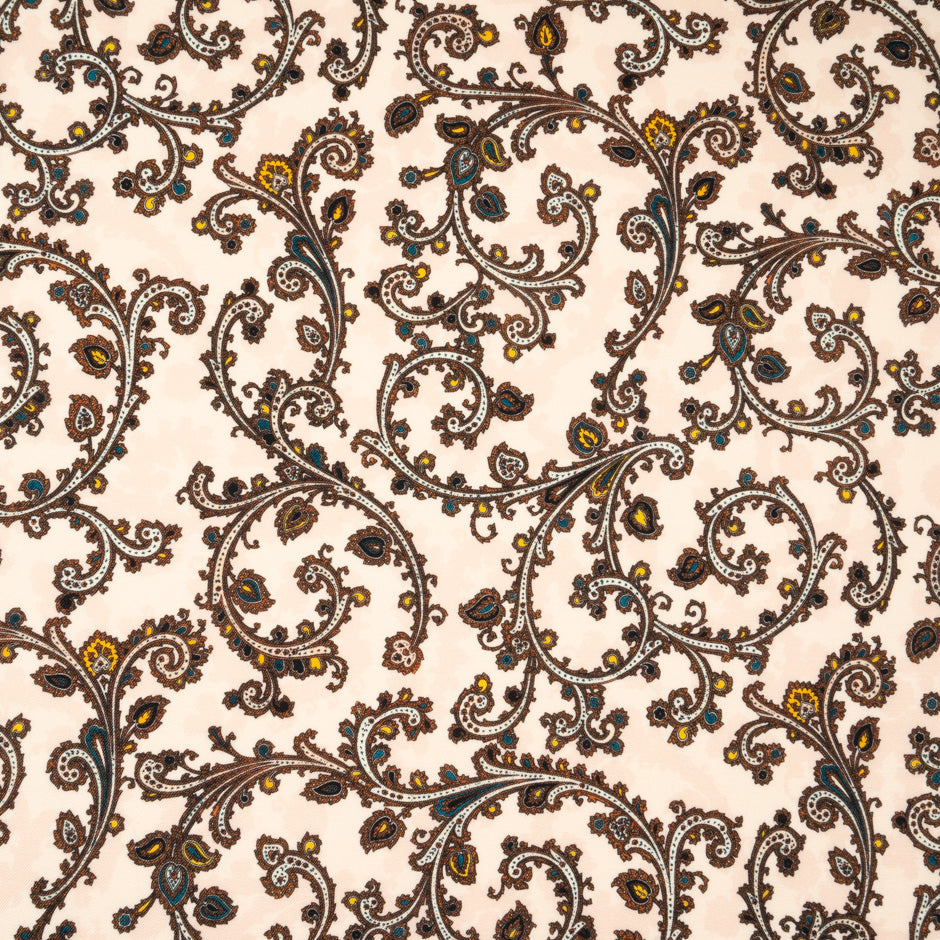 Brown Patterned Pale Pink Pure Wool