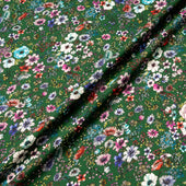 Multi Floral Printed Deep Green Merino Wool