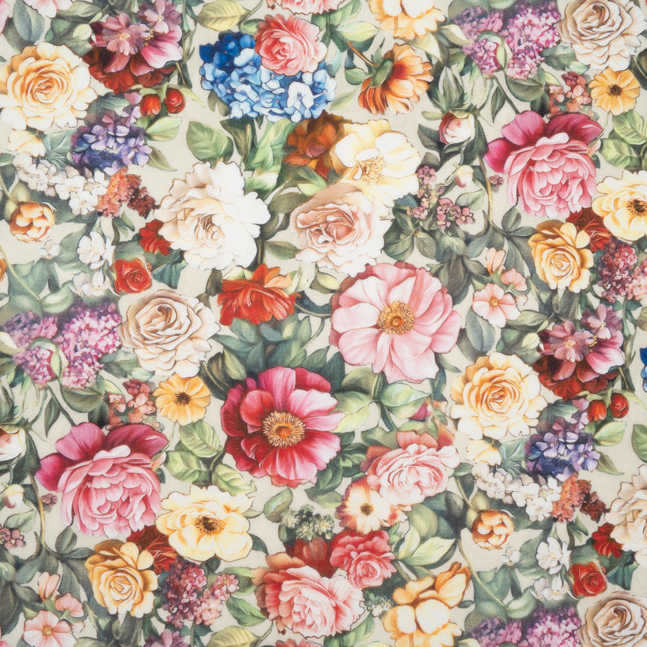 Multi Floral Printed Wool & Silk Blend Challis