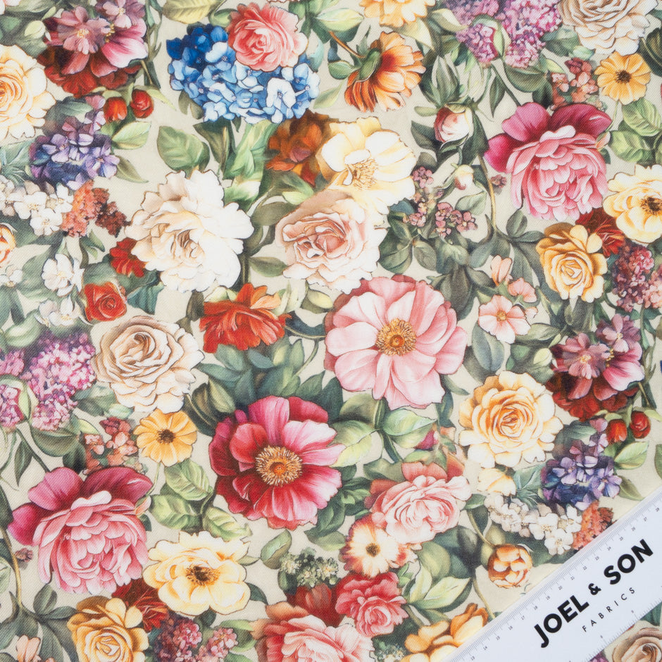 Multi Floral Printed Wool & Silk Blend Challis