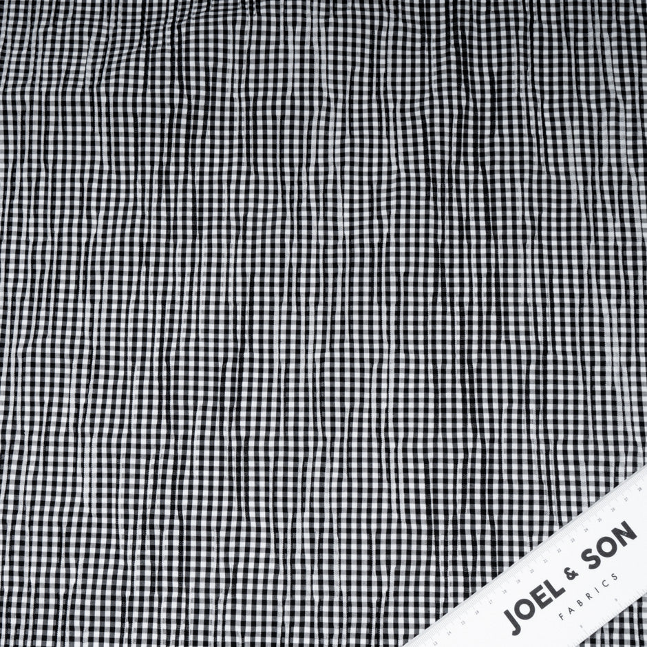 Monochrome Gingham Pleated Cotton