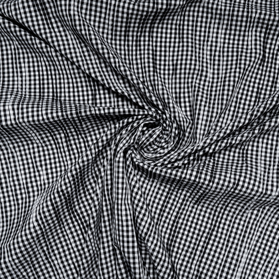 Monochrome Gingham Pleated Cotton