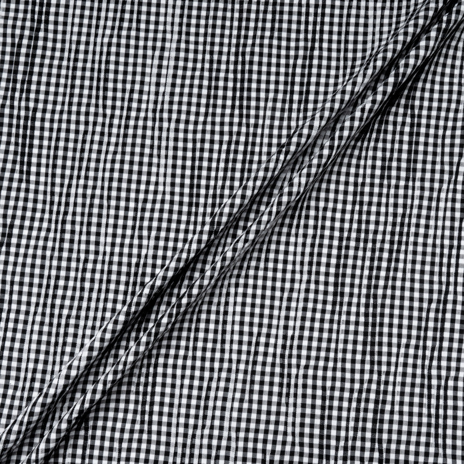Monochrome Gingham Pleated Cotton