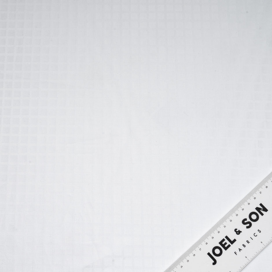 White 'Squares' Jacquard Pure Cotton Shirting