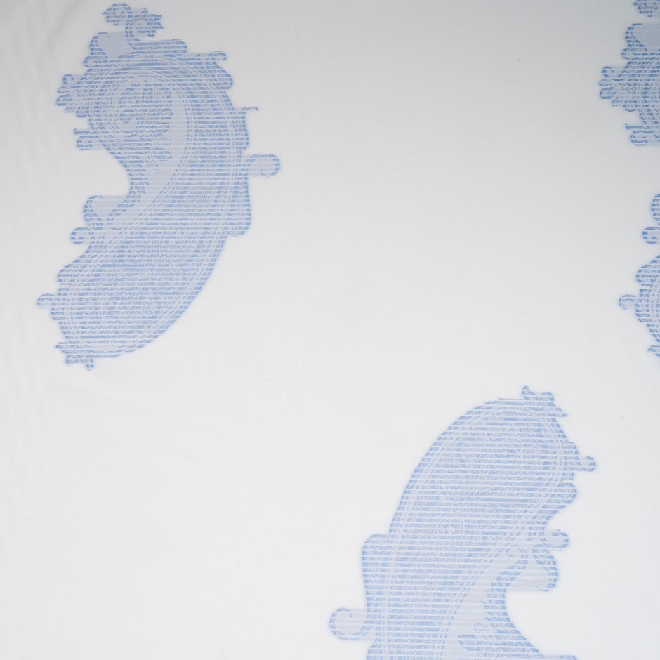 Blue Paisley Patchwork Jacquard White Cotton