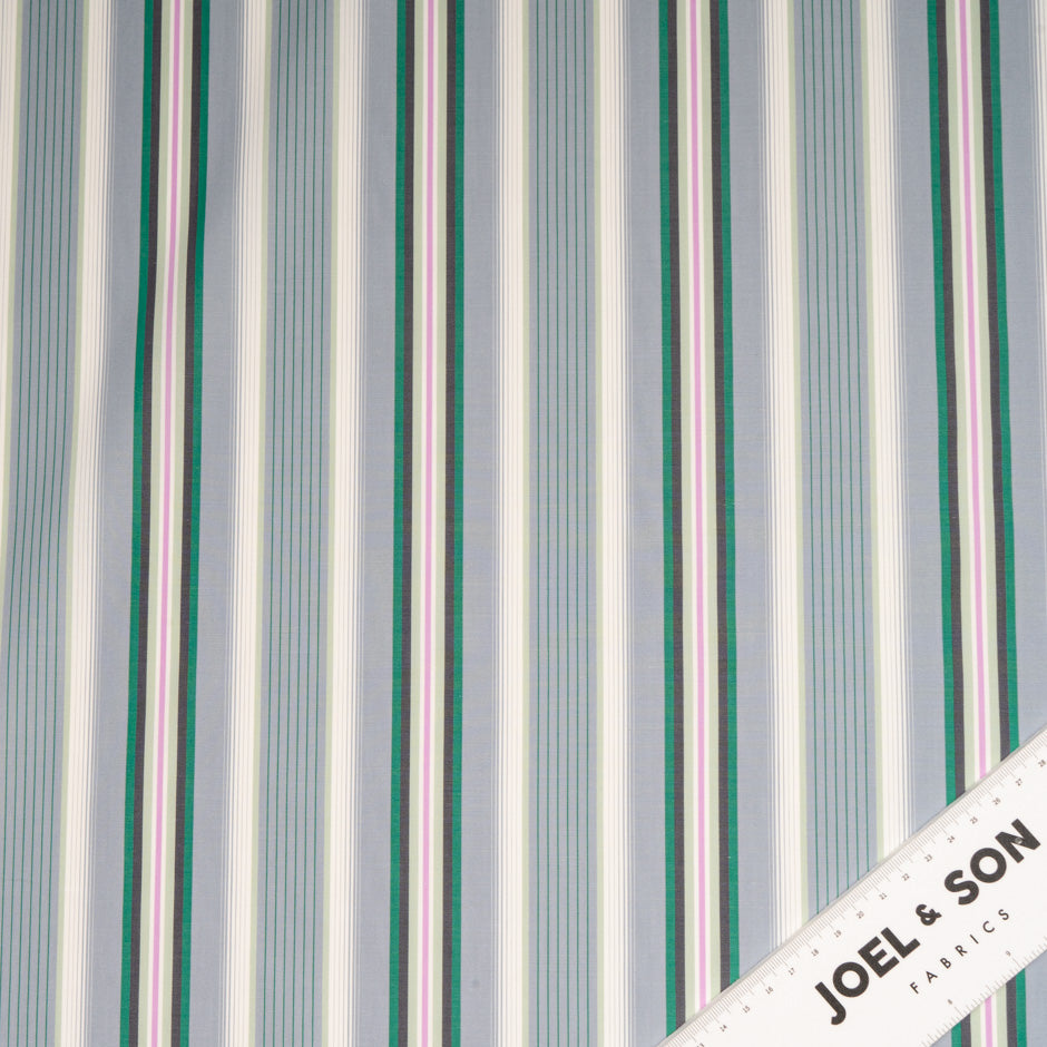 Green & Grey Striped Pure Cotton Shirting