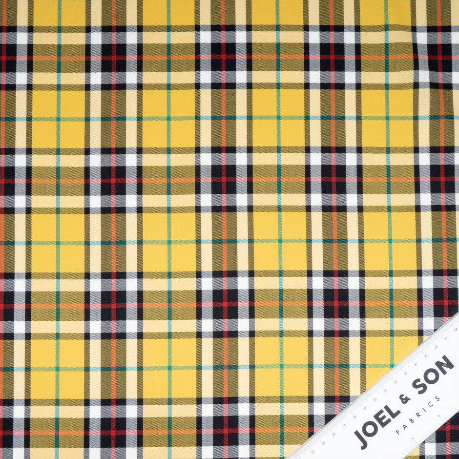 Yellow & Black Tartan Pure Cotton Shirting