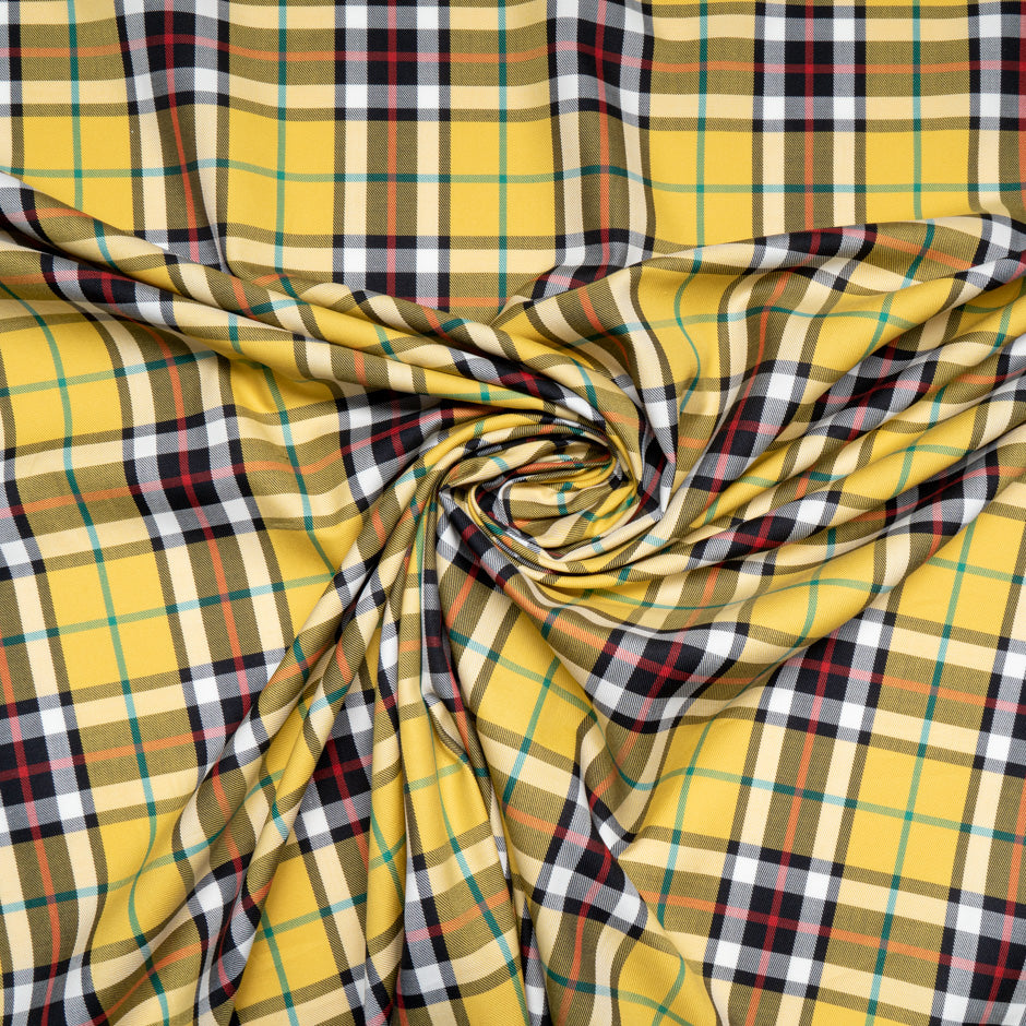Yellow & Black Tartan Pure Cotton Shirting