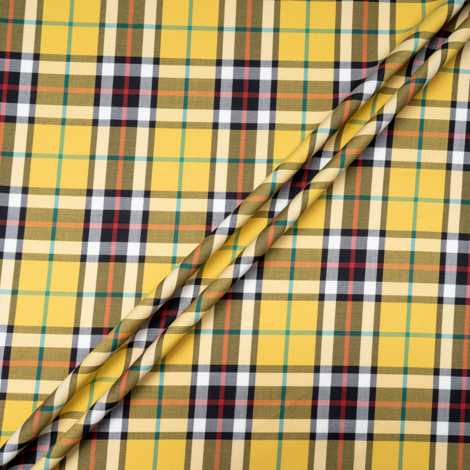 Yellow & Black Tartan Pure Cotton Shirting