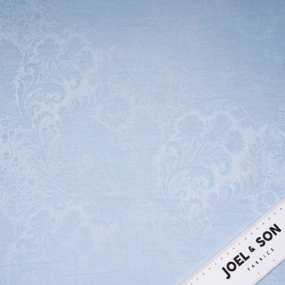 Floral Jacquard Powder Blue Cotton