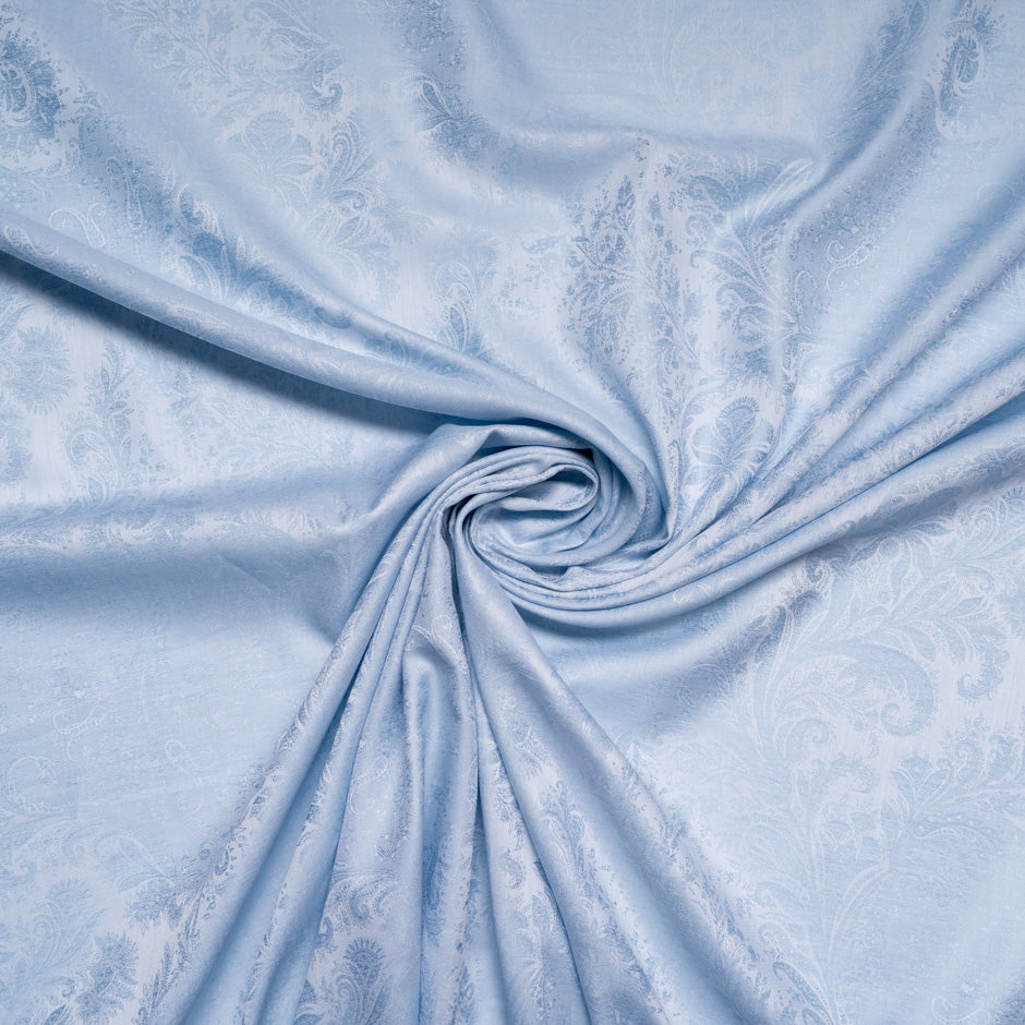 Floral Jacquard Powder Blue Cotton