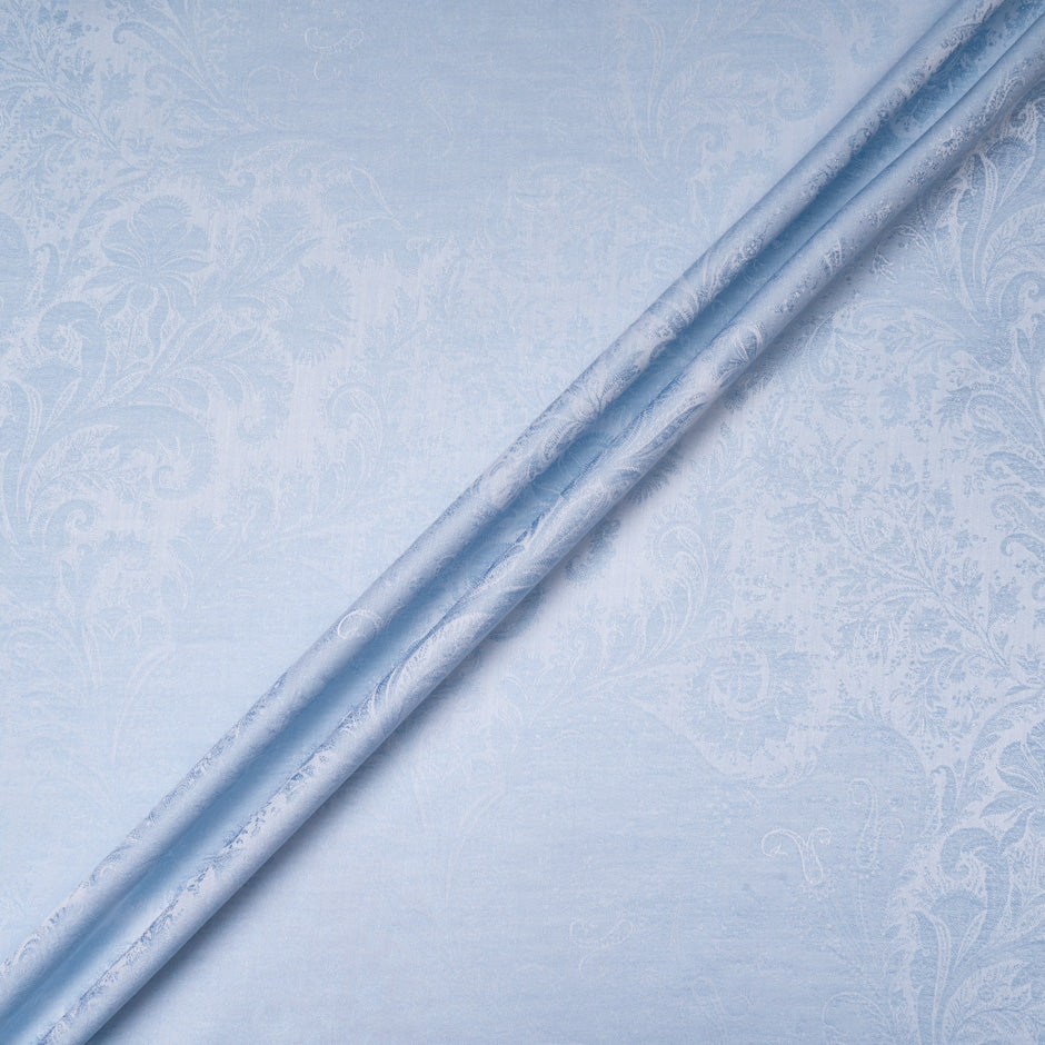 Floral Jacquard Powder Blue Cotton