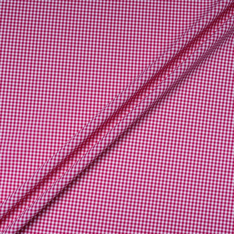 Deep Pink & White Gingham Checkered Shirting Cotton