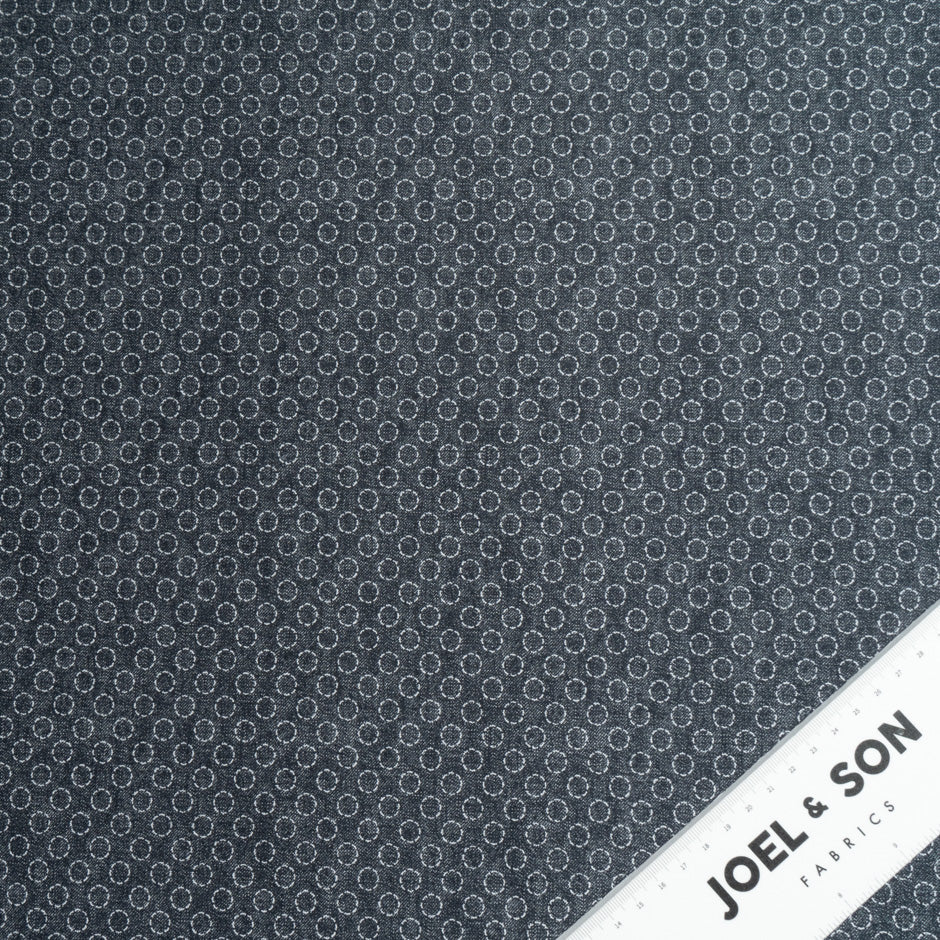 Dark Blue Circle Printed Cotton