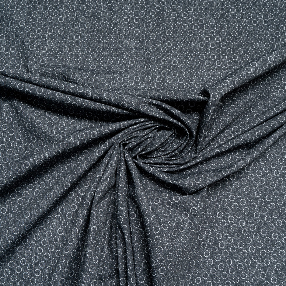 Dark Blue Circle Printed Cotton