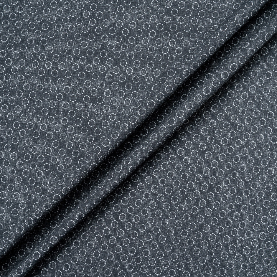 Dark Blue Circle Printed Cotton