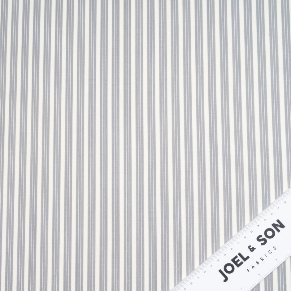 Grey & Ivory Striped Superfine Wool Shirting