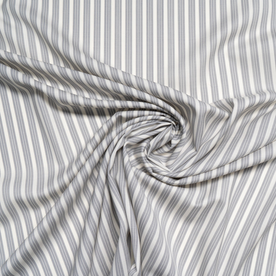 Grey & Ivory Striped Superfine Wool Shirting