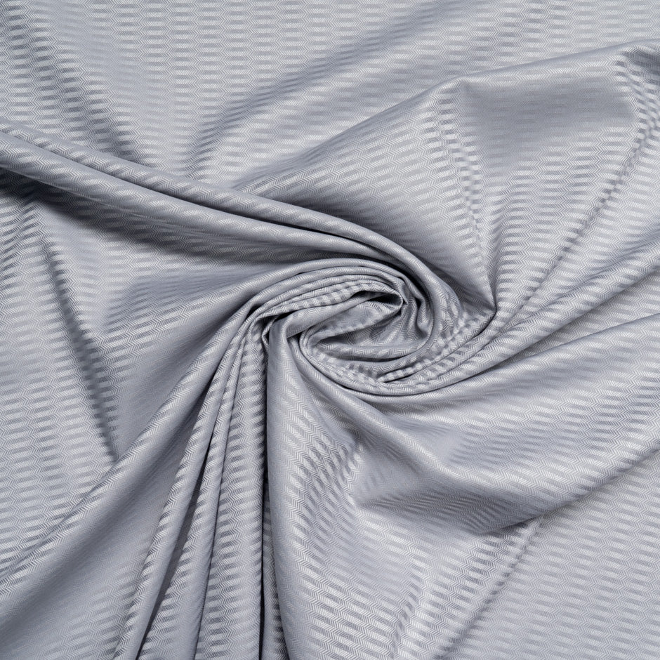 Soft Grey Pure Cotton Herringbone Jacquard