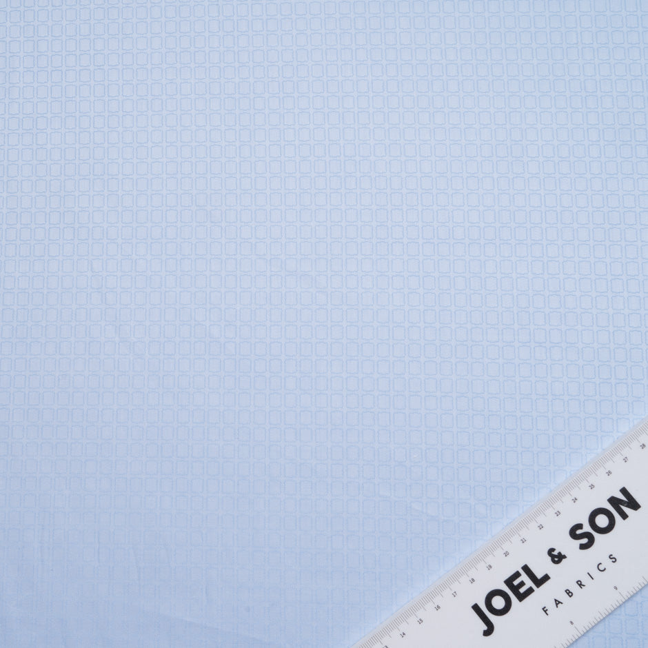 Soft Blue 'Square Pane' Jacquard Cotton