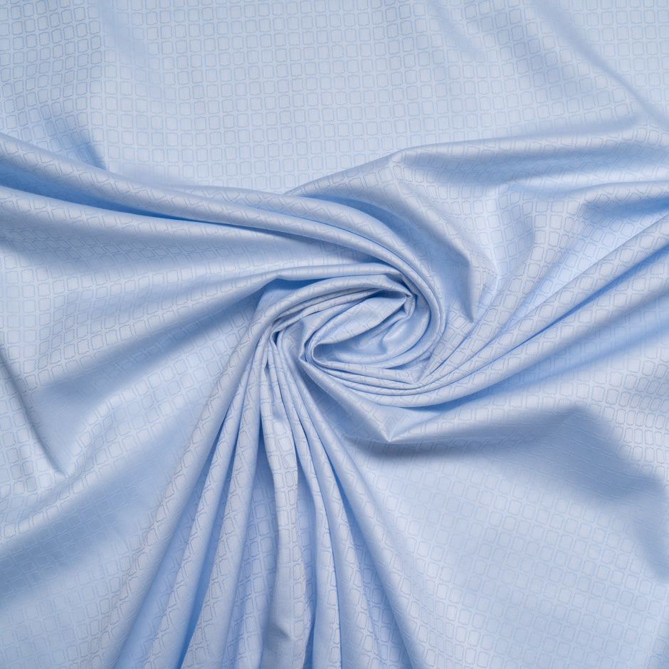 Soft Blue 'Square Pane' Jacquard Cotton