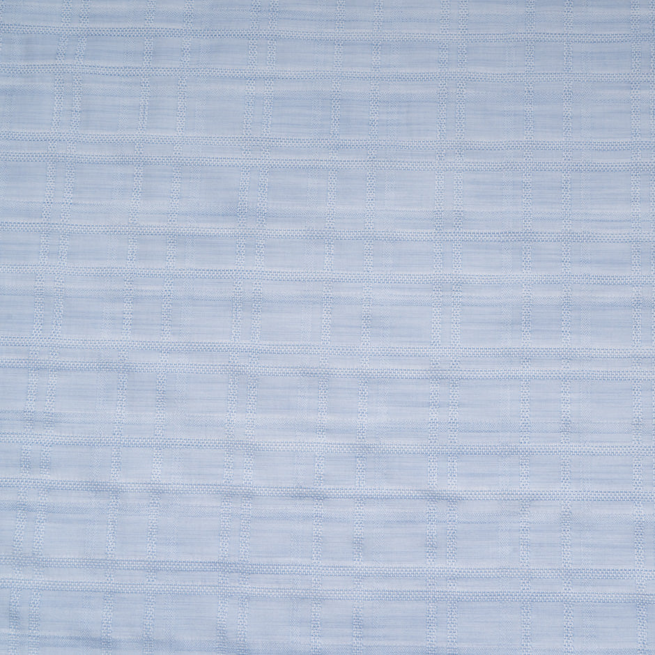 Soft Blue Check Jacquard Pure Cotton