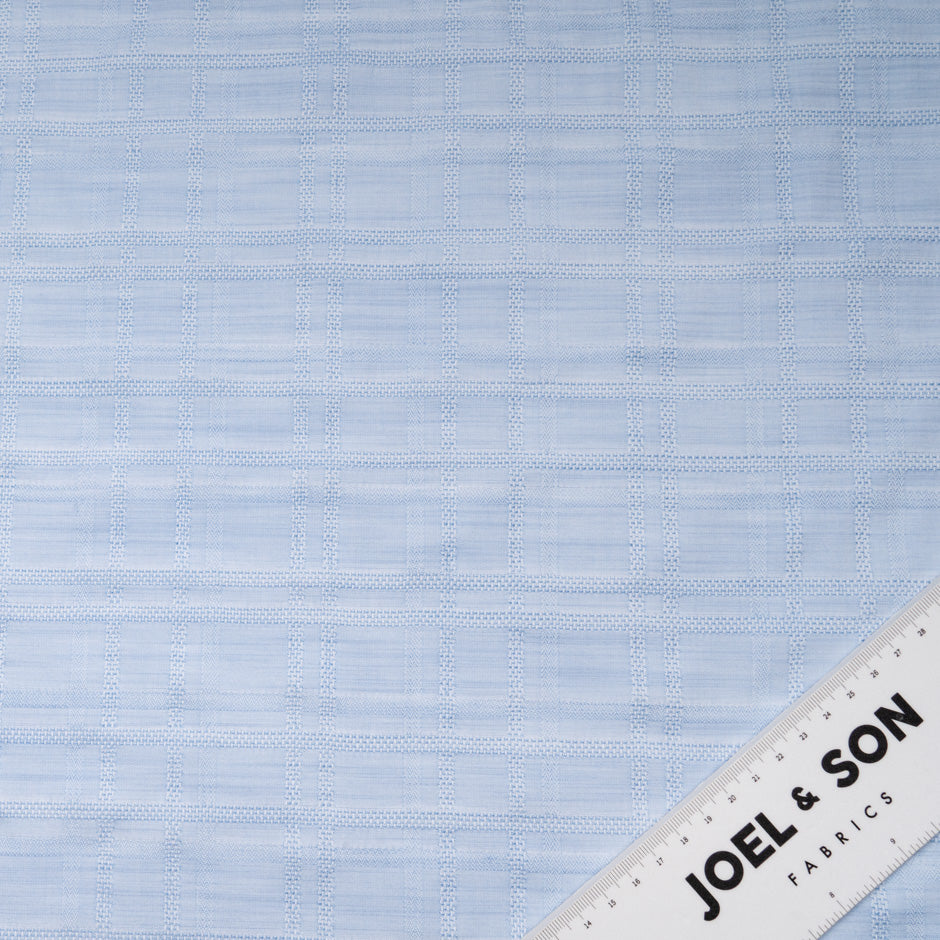 Soft Blue Check Jacquard Pure Cotton