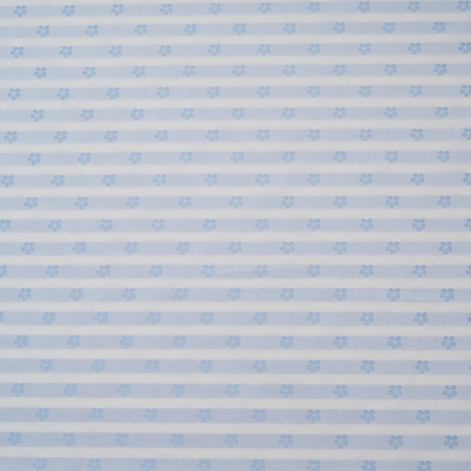 Blue Floral Jacquard White Cotton