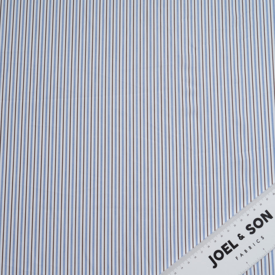Blue & Brown Striped Giza Shirting Cotton