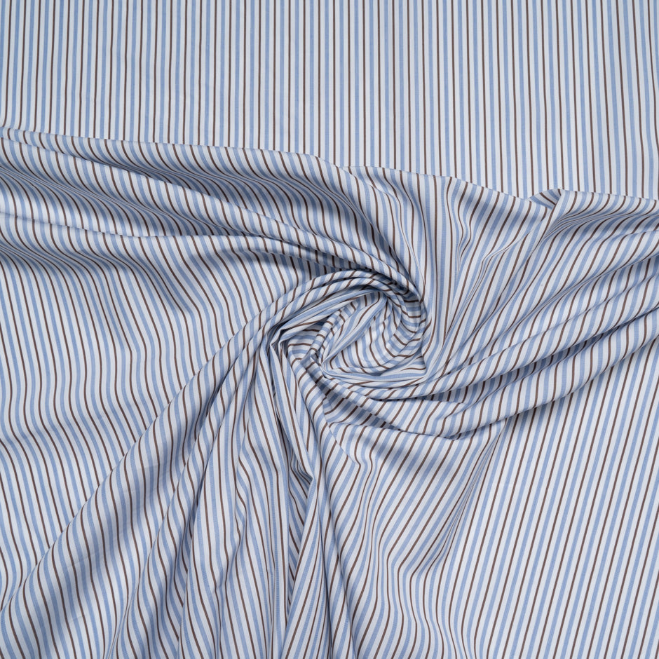 Blue & Brown Striped Giza Shirting Cotton