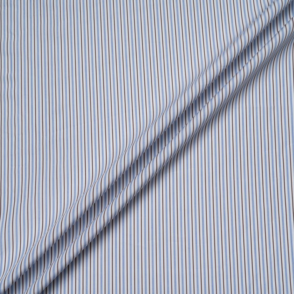 Blue & Brown Striped Giza Shirting Cotton
